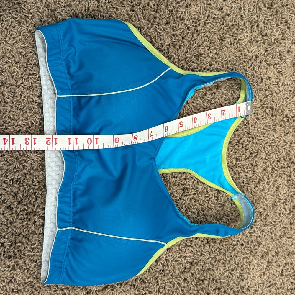 Moving Comfort Teal and Lime Sports Bra - Picture 5 of 7